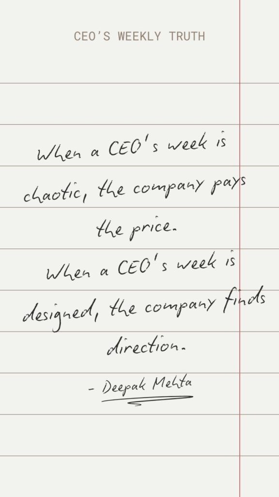 CEO calendar design quote about chaotic vs designed weeks and company direction