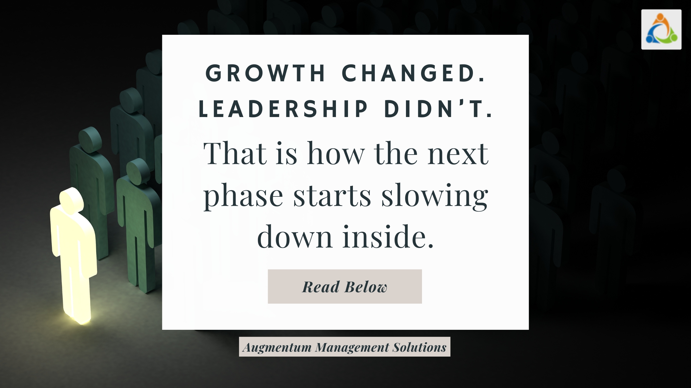 Featured image on leadership structure and growth with the message “Growth changed. Leadership didn’t. That is how the next phase starts slowing down inside.”