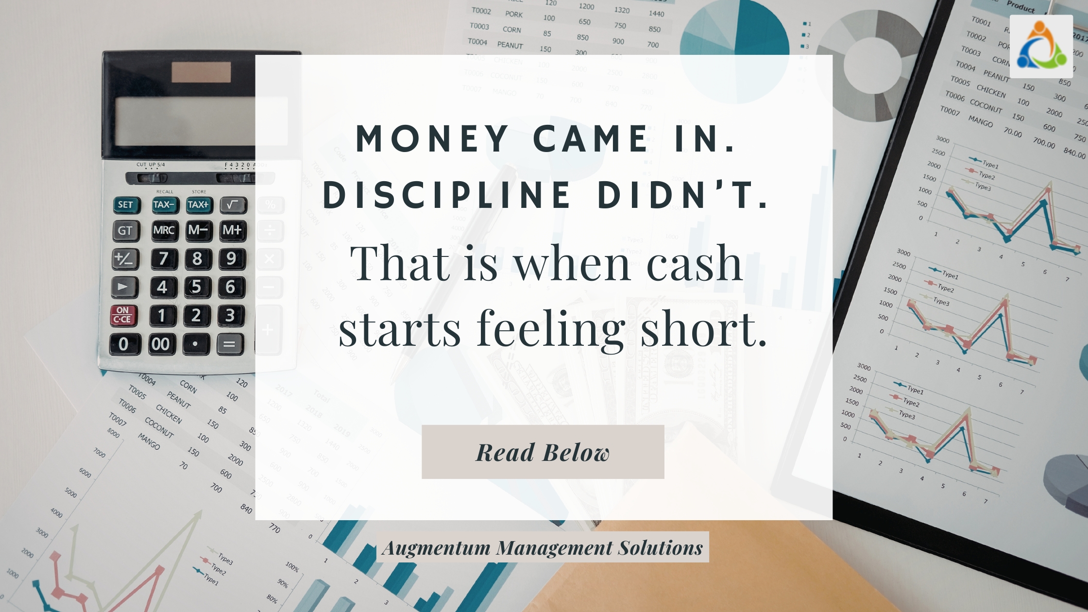 Featured image on business cash flow discipline with the message “Money came in. Discipline didn’t. That is when cash starts feeling short.”