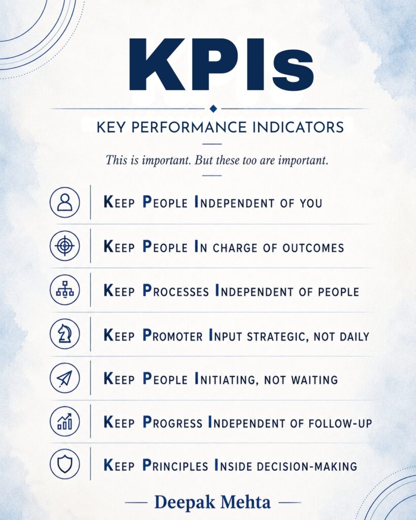 business KPIs for reducing promoter dependency and improving process ownership